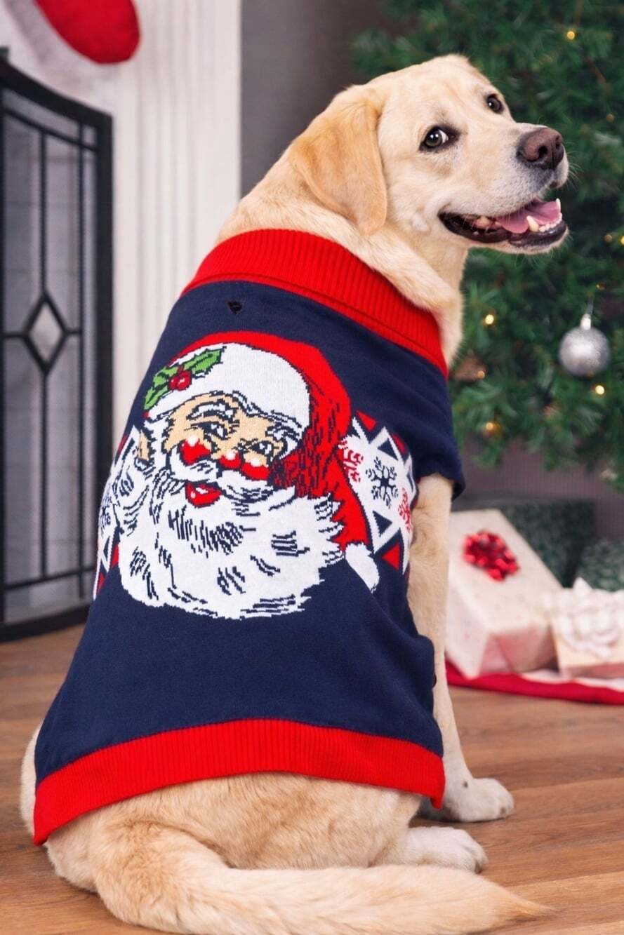 Vintage Doggie Dog Christmas Santa Sweater New NWT Large Xmas Holiday